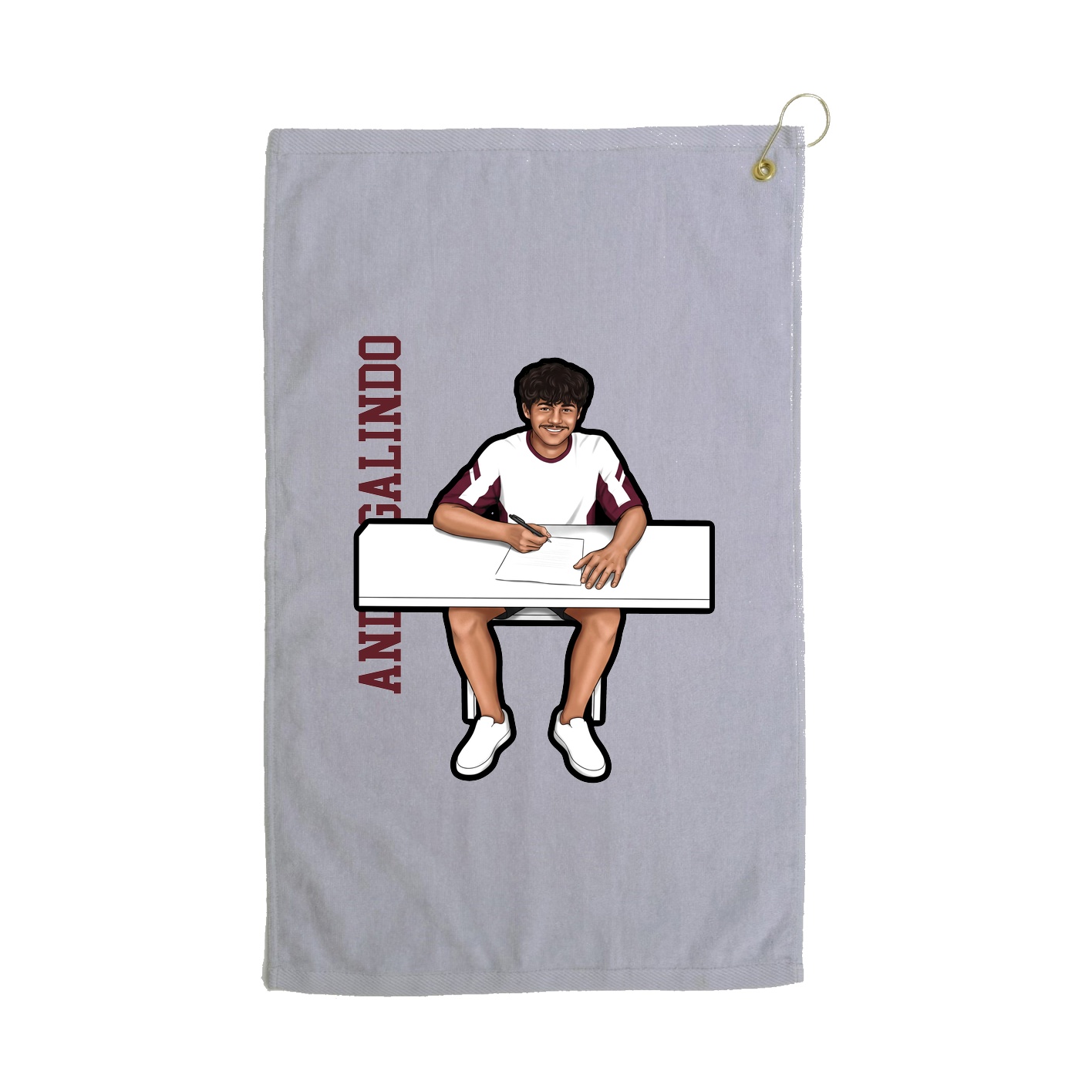 Golf Towel — Name Vertical in Grey