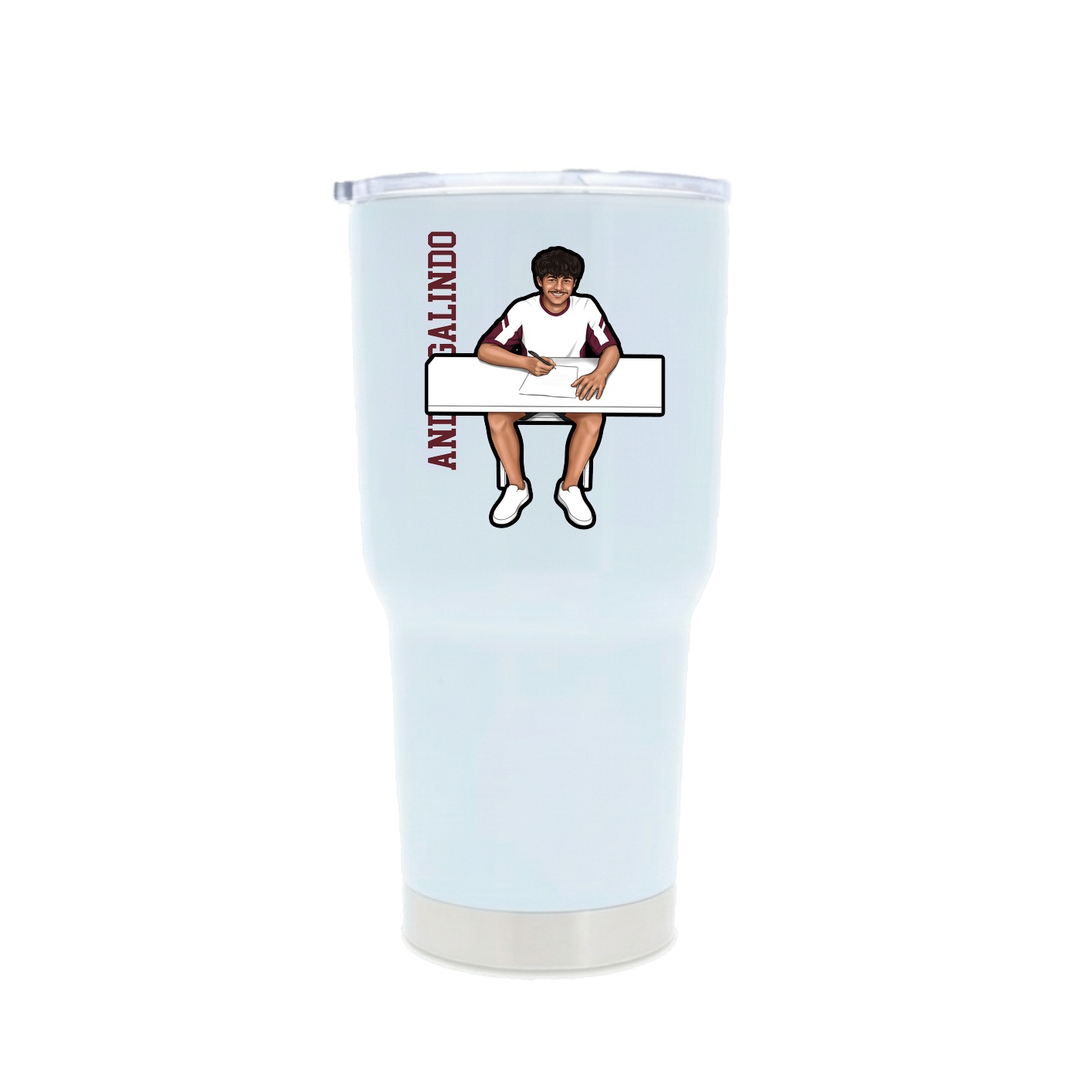 30oz Stainless Steel Tumbler — Name Vertical in White