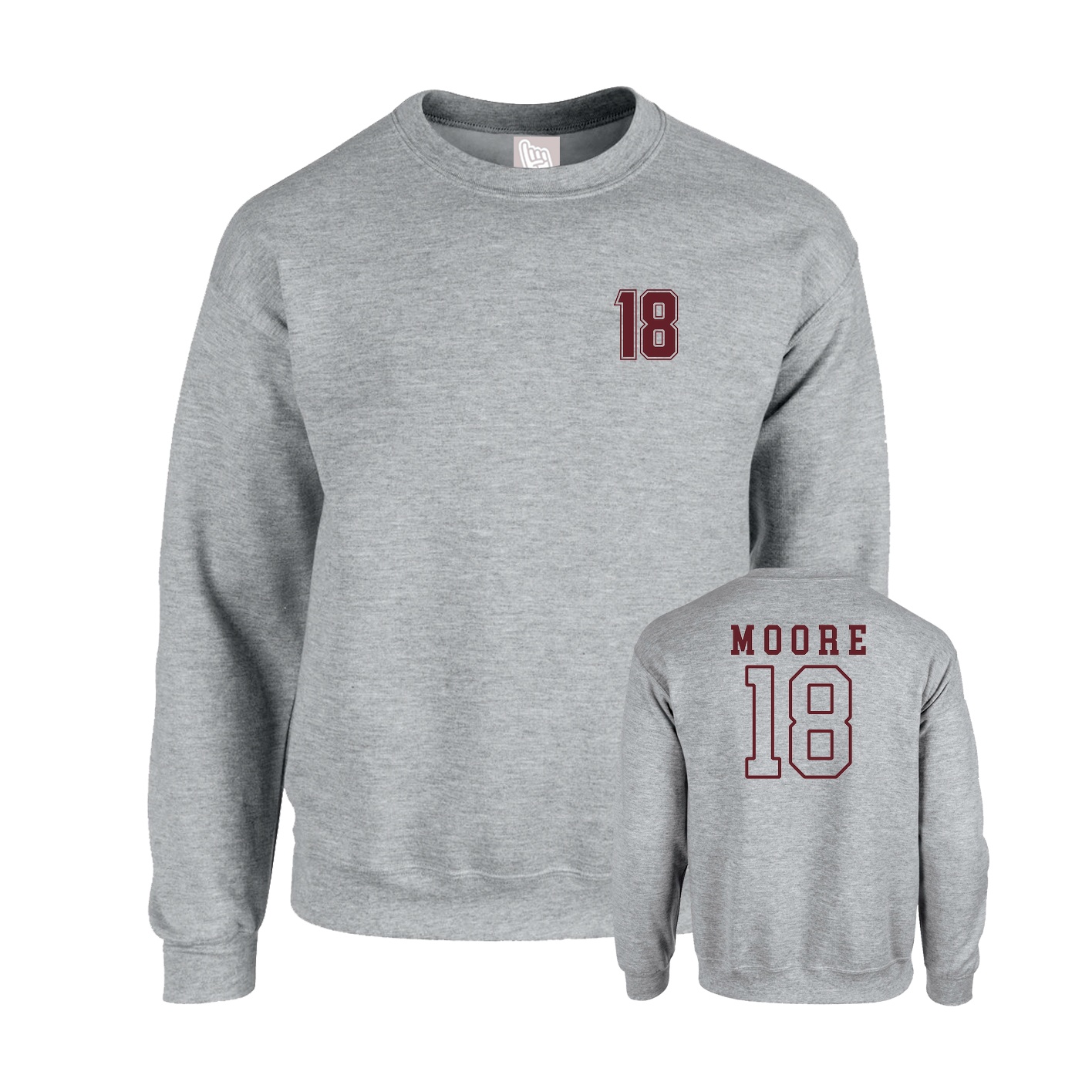 Fleece Crew — Chest Back in Grey