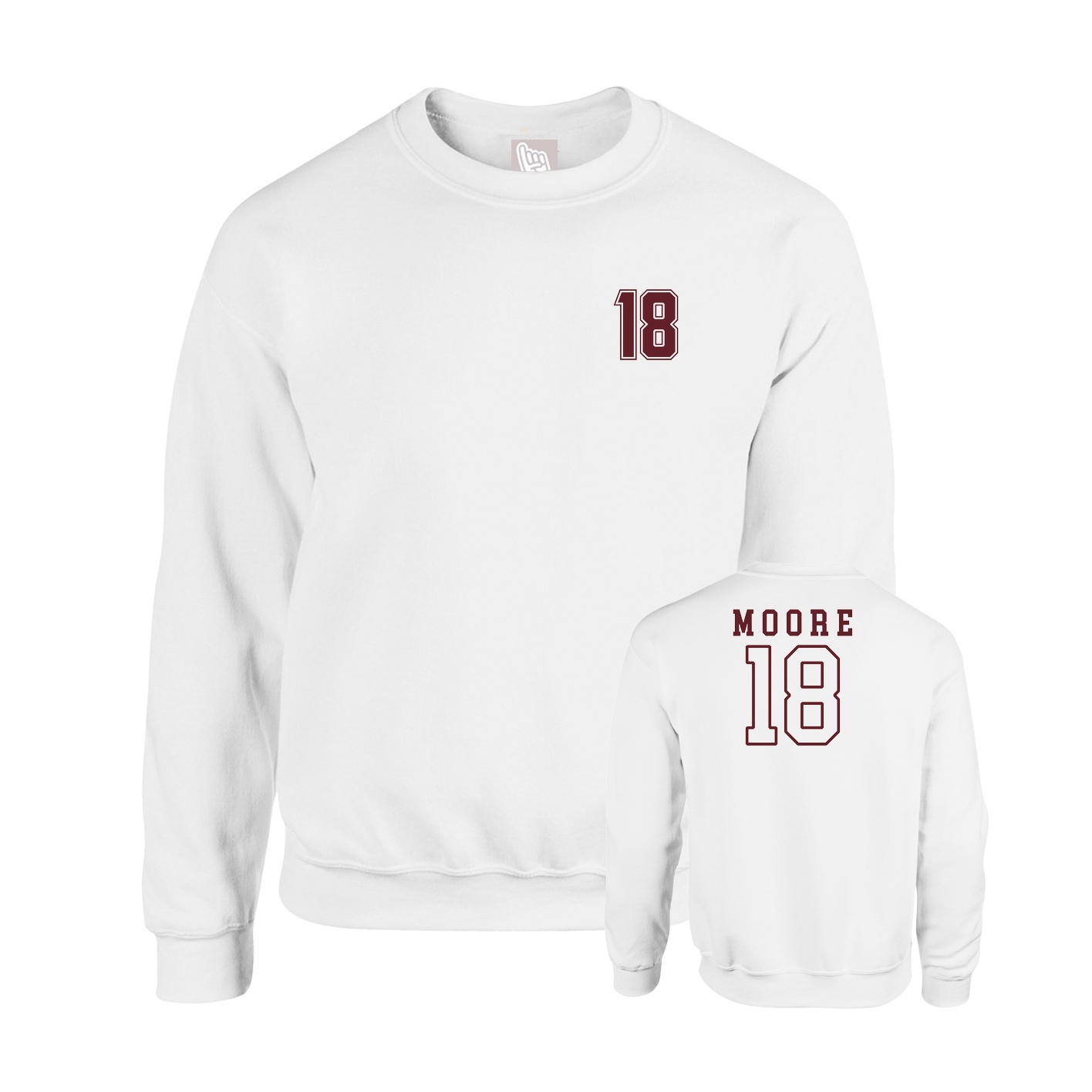 Fleece Crew — Chest Back in White