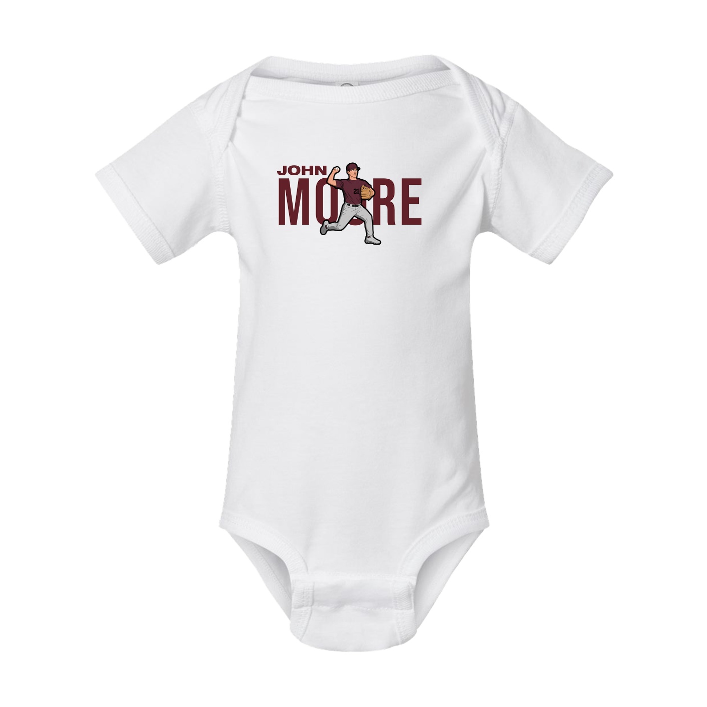 Baby Onesie — Player Name in White