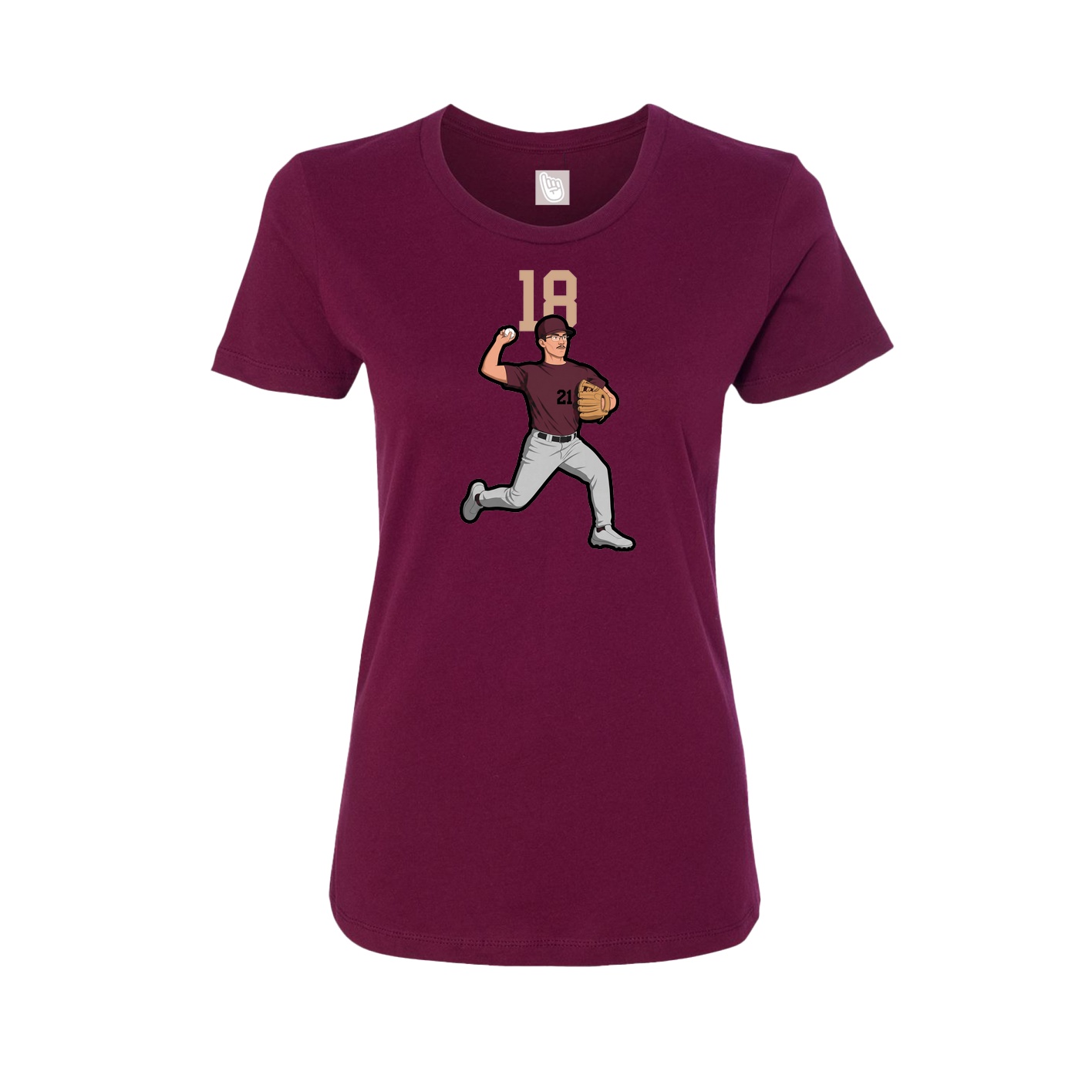 Fitted Women's Tee — Number Top in Maroon