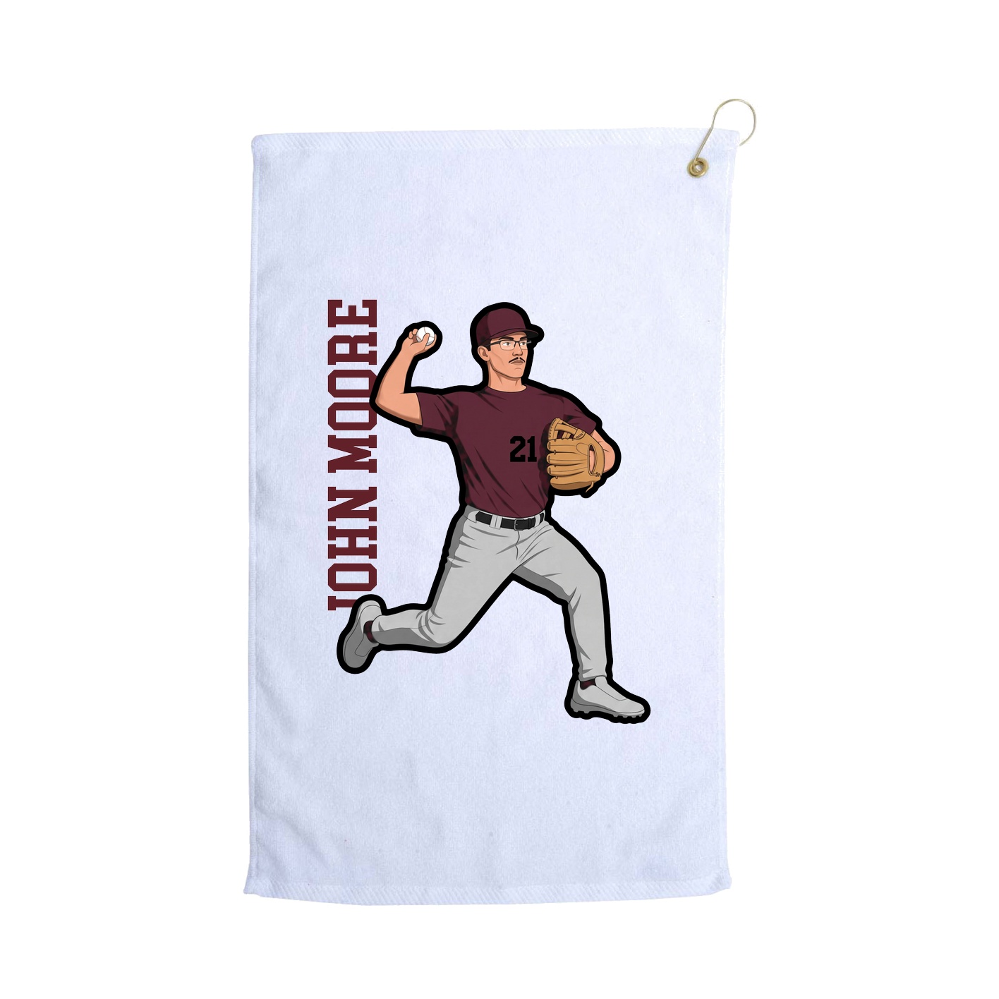 Golf Towel — Name Vertical in White