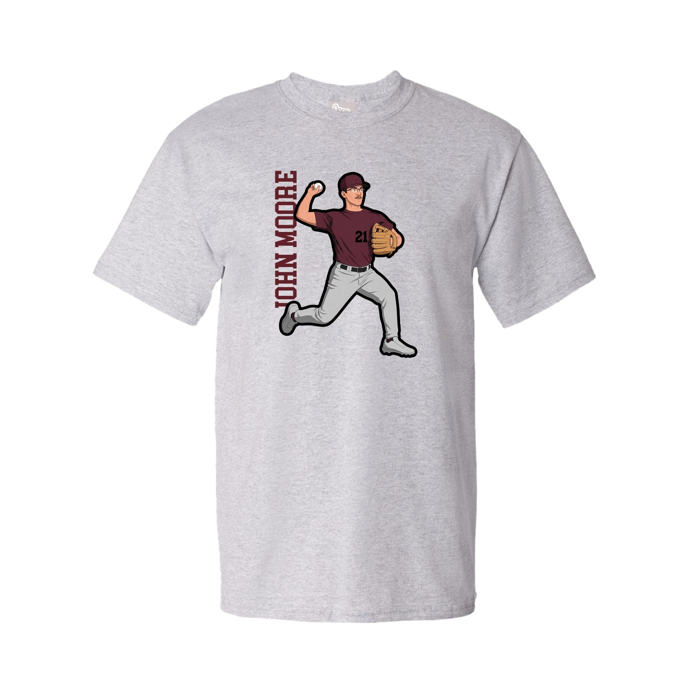 Youth Tee — Name Vertical in Grey