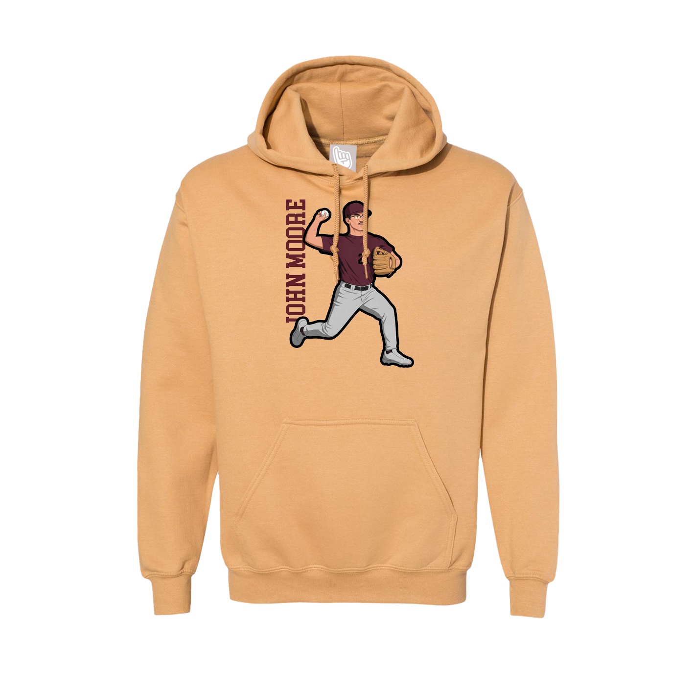 Hoodie — Name Vertical in Vegas Gold