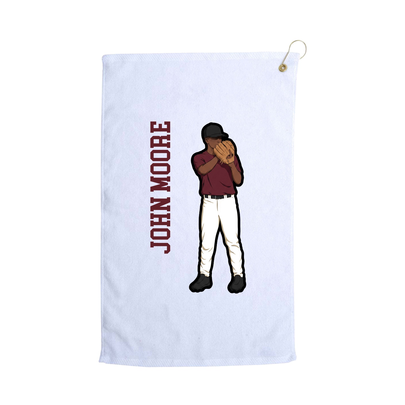Golf Towel — Name Vertical in White