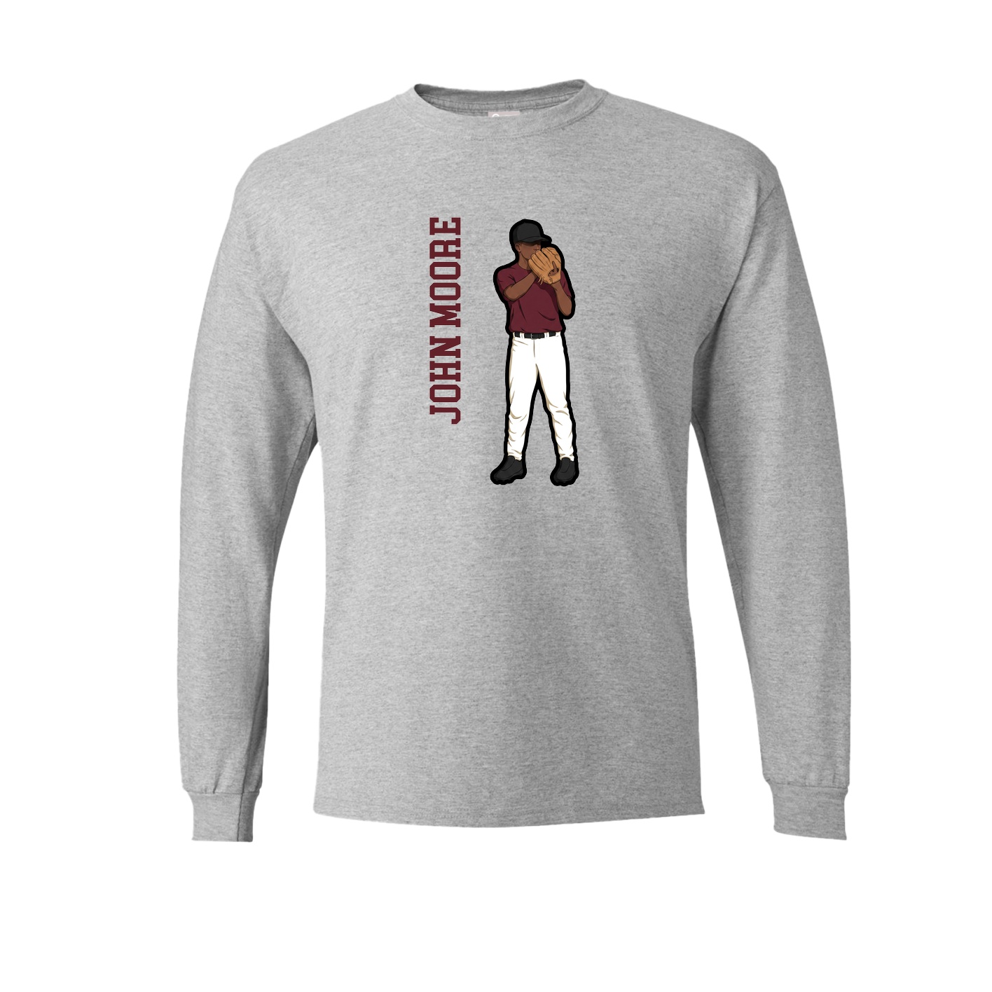 Long Sleeve Tee — Name Vertical in Grey
