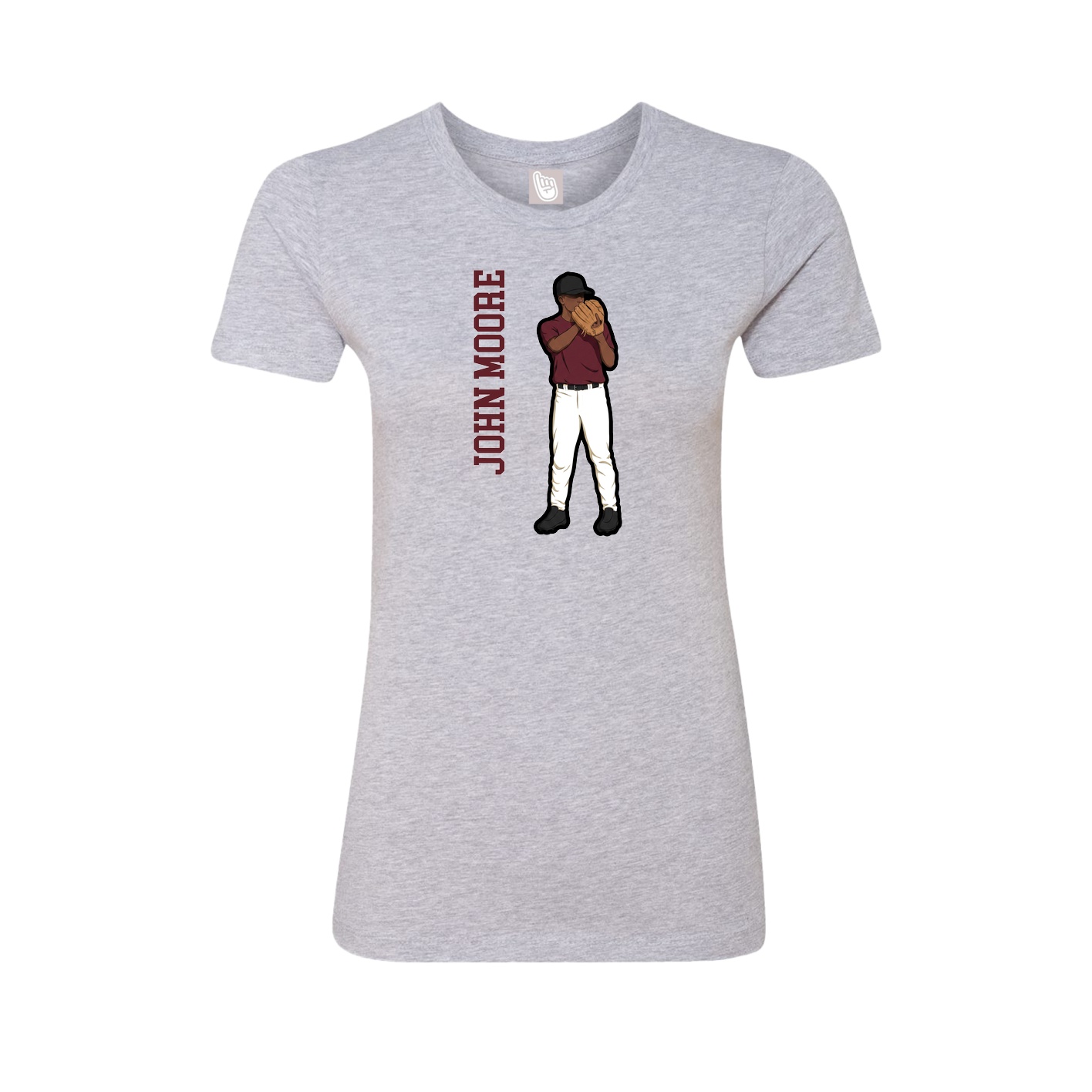 Fitted Women's Tee — Name Vertical in Grey