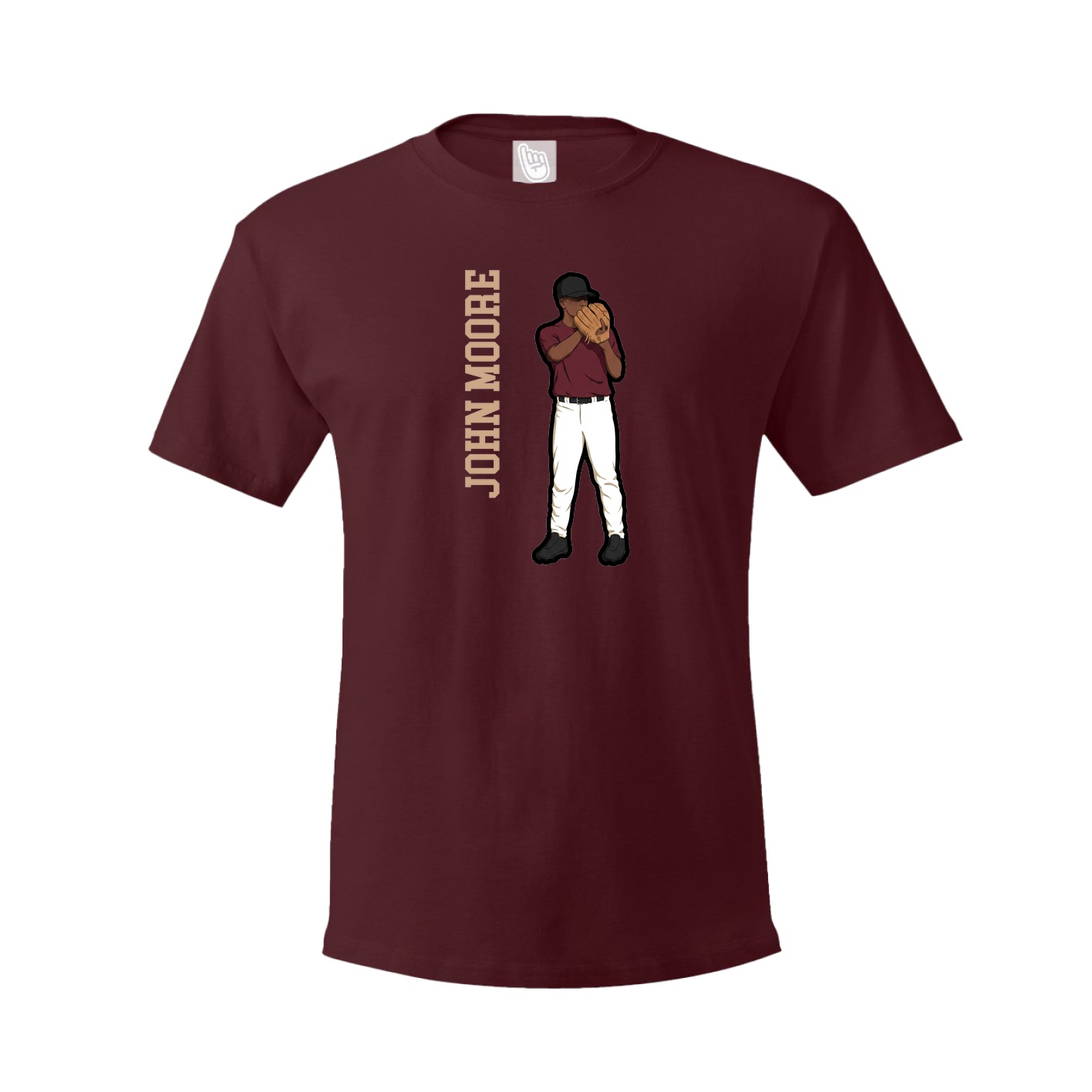 Youth Tee — Name Vertical in Maroon