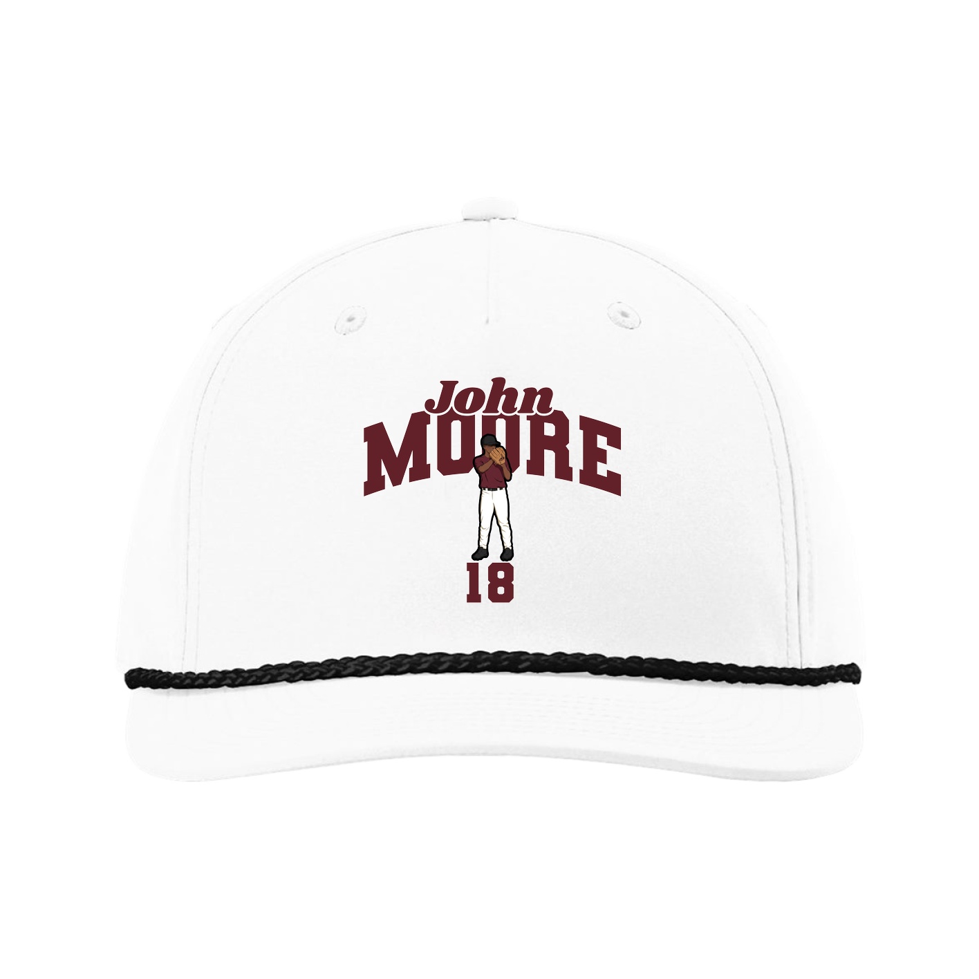 Five-Panel Classic Rope Cap — Signature Arch in White