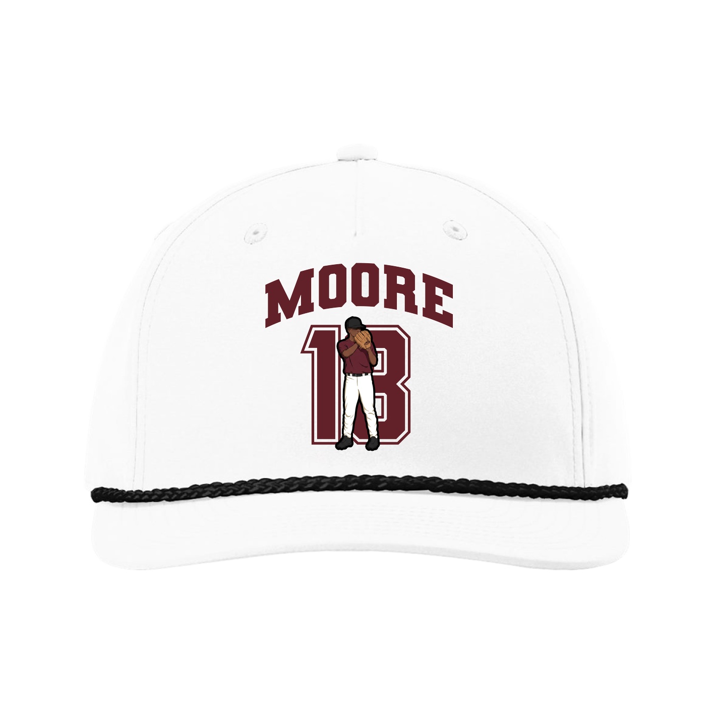 Five-Panel Classic Rope Cap — Number in White