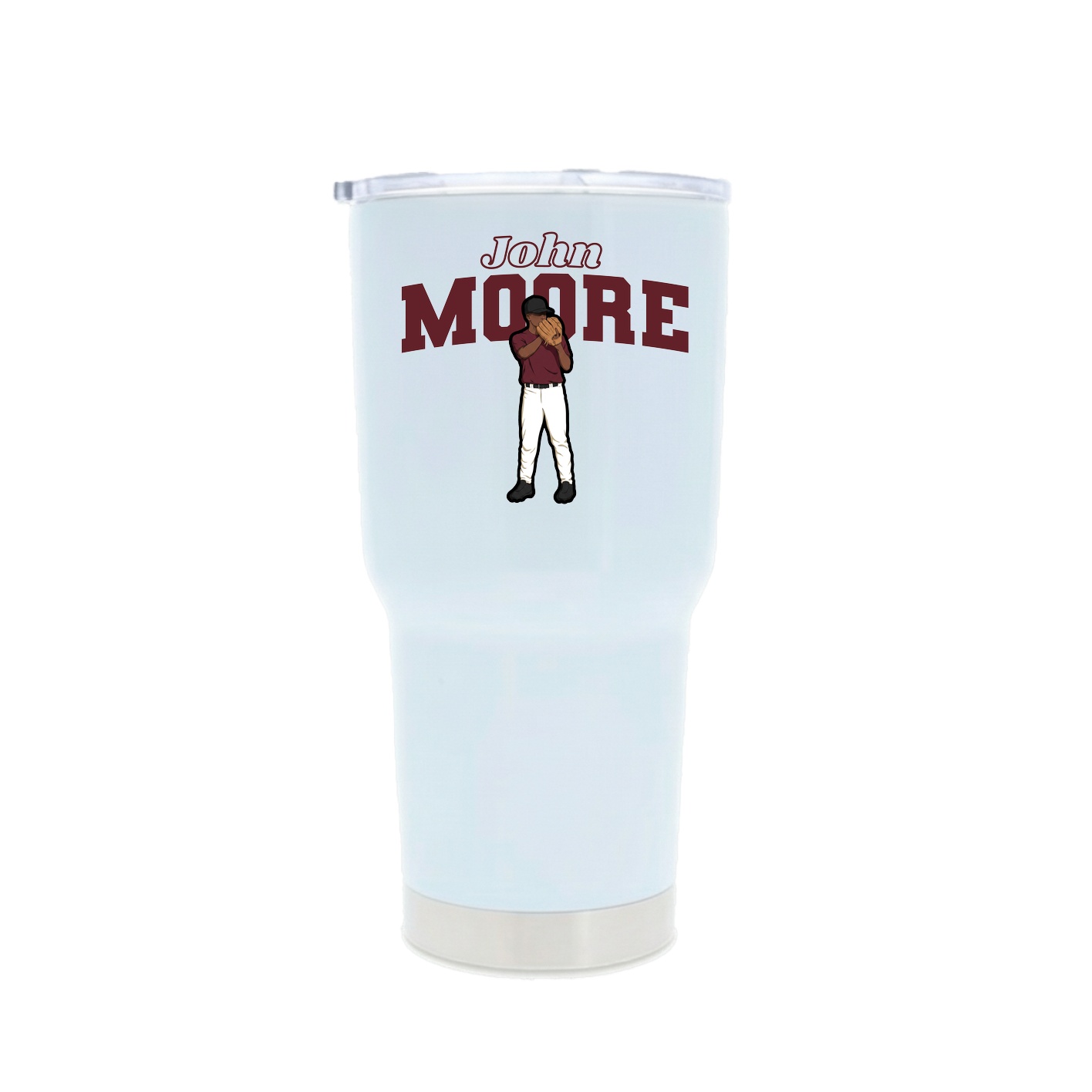 30oz Stainless Steel Tumbler — Name Arch in White
