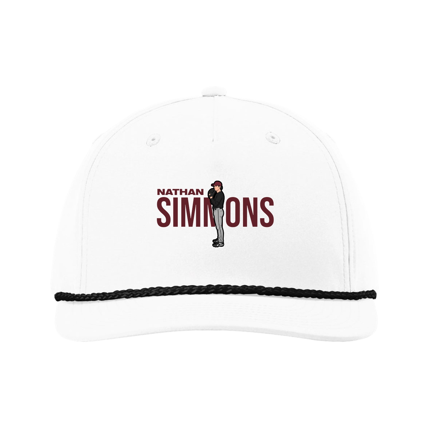 Five-Panel Classic Rope Cap — Player Name in White