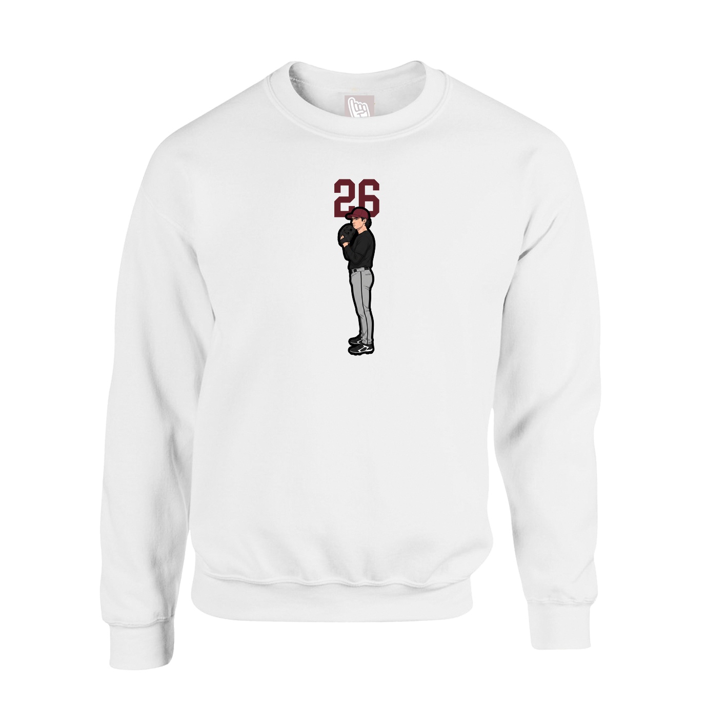 Fleece Crew — Number Top in White