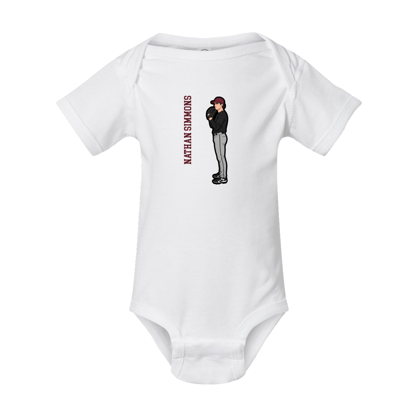 Baby Onesie — Name Vertical in White