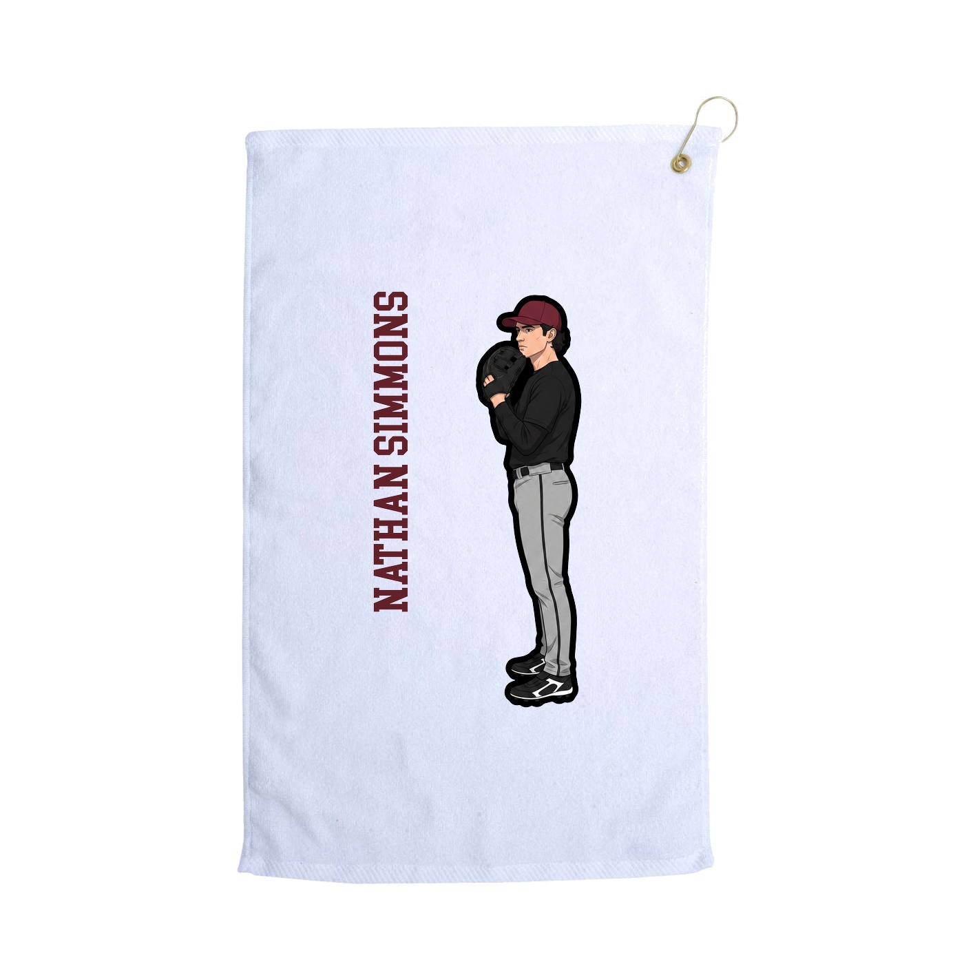 Golf Towel — Name Vertical in White