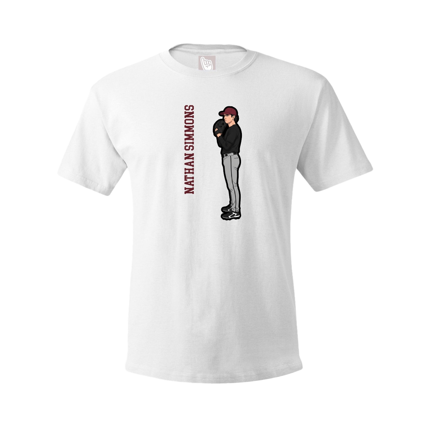 Youth Tee — Name Vertical in White