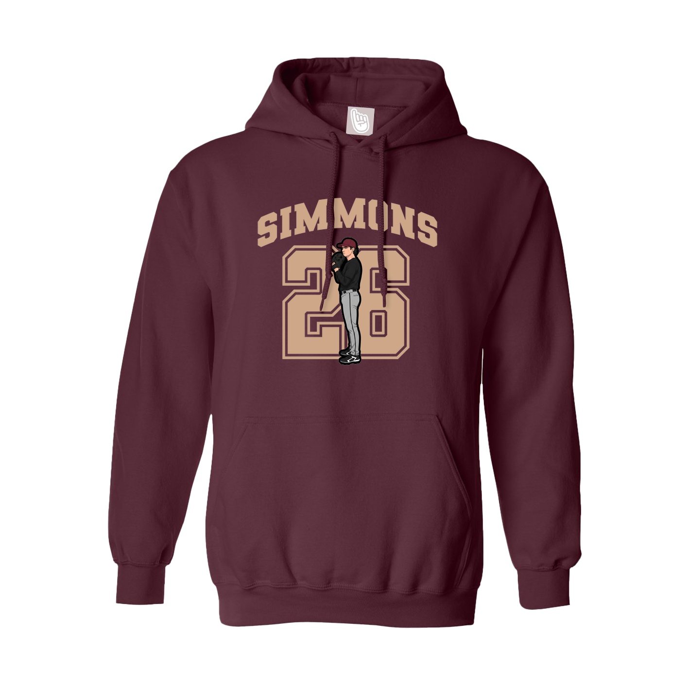 Hoodie — Number in Maroon