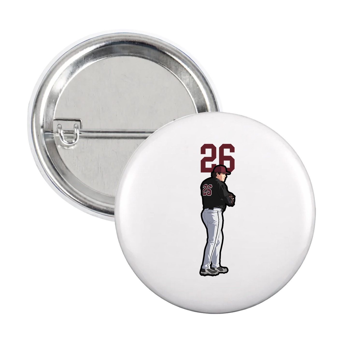 Game Day Button — Number Top in White