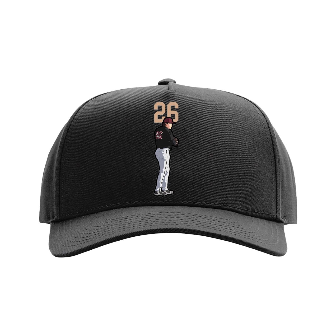 Full Fabric Five-Panel Champ Cap — Number Top in Black