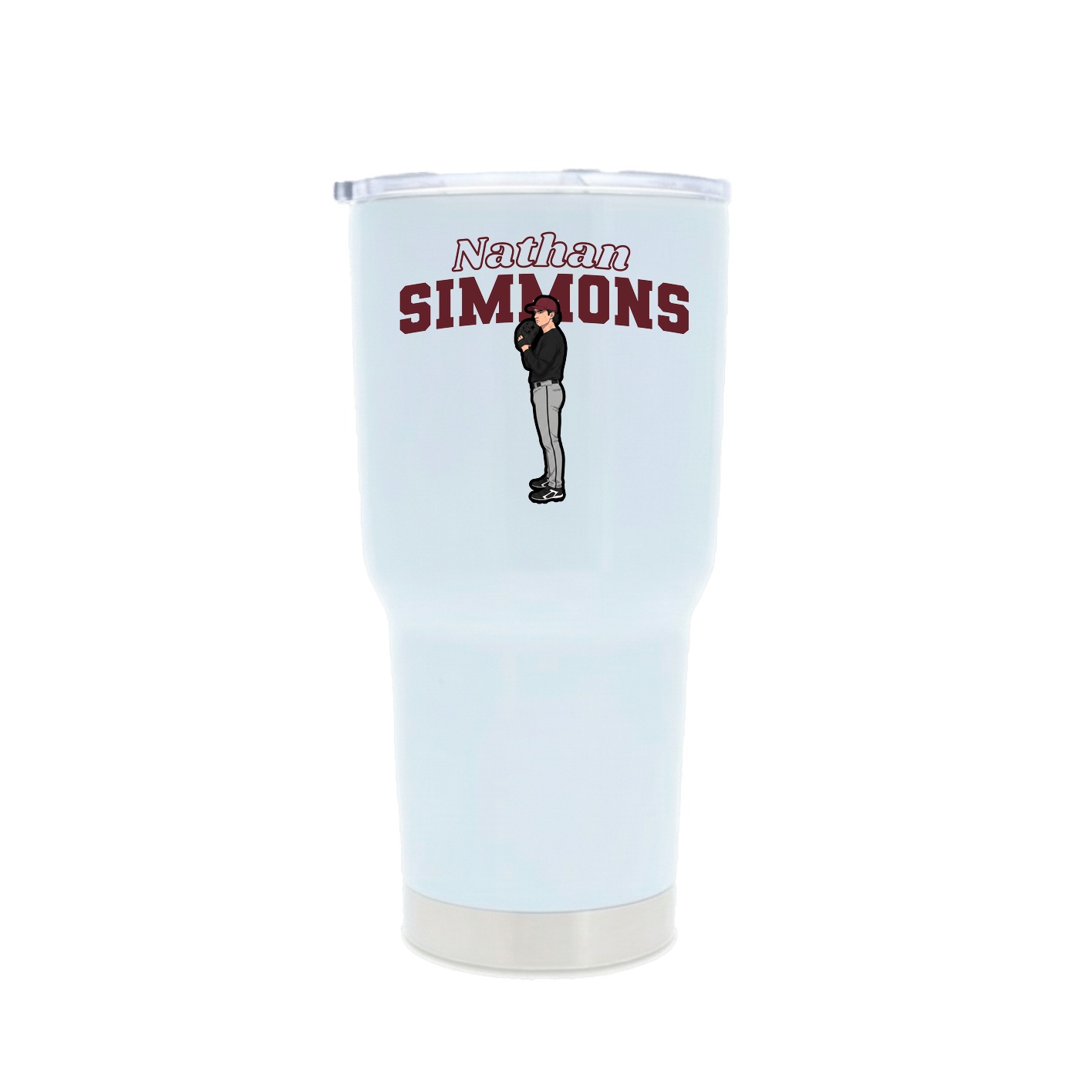 30oz Stainless Steel Tumbler — Name Arch in White