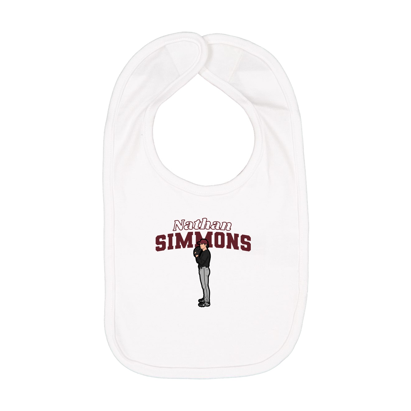 Infant Bib — Name Arch in White