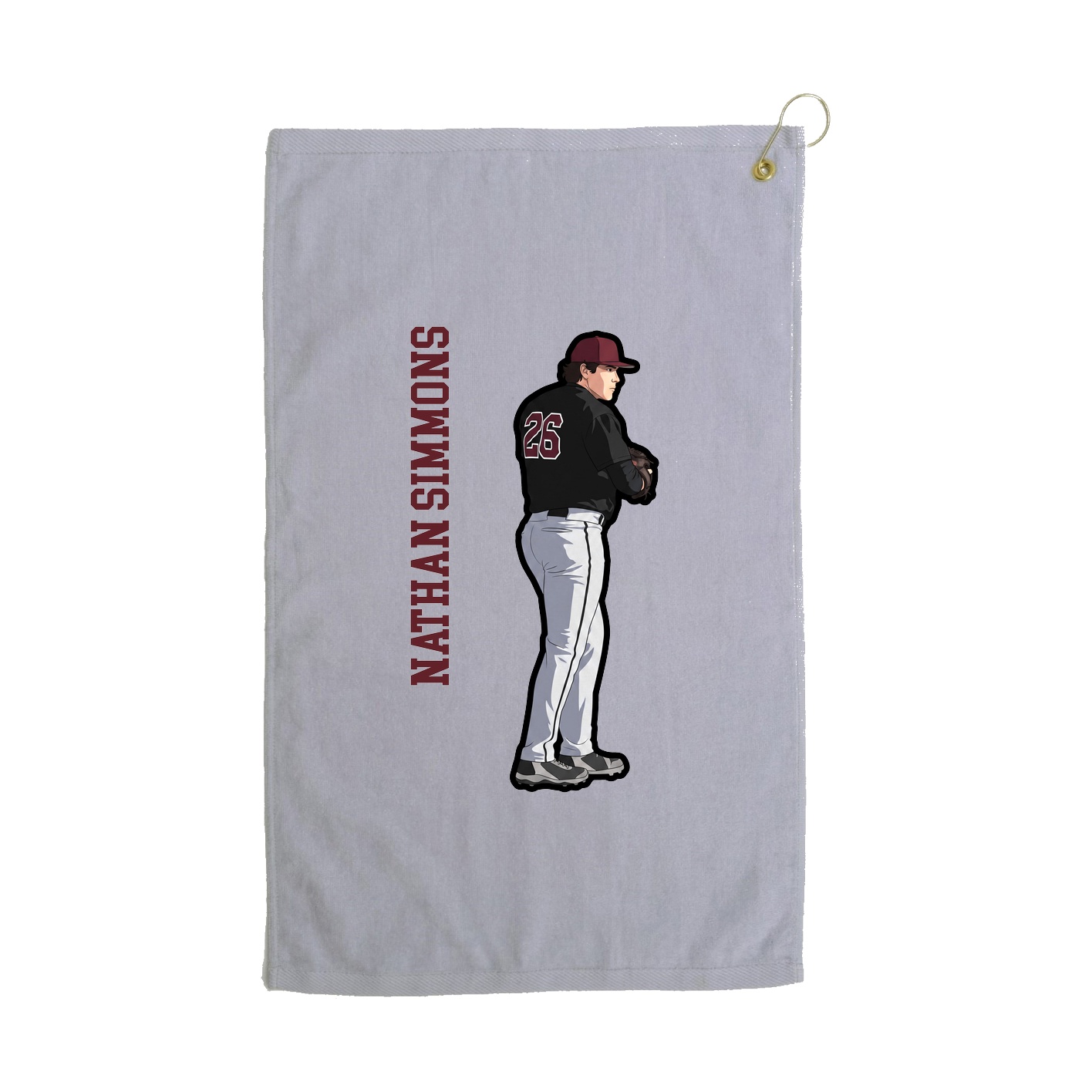 Golf Towel — Name Vertical in Grey