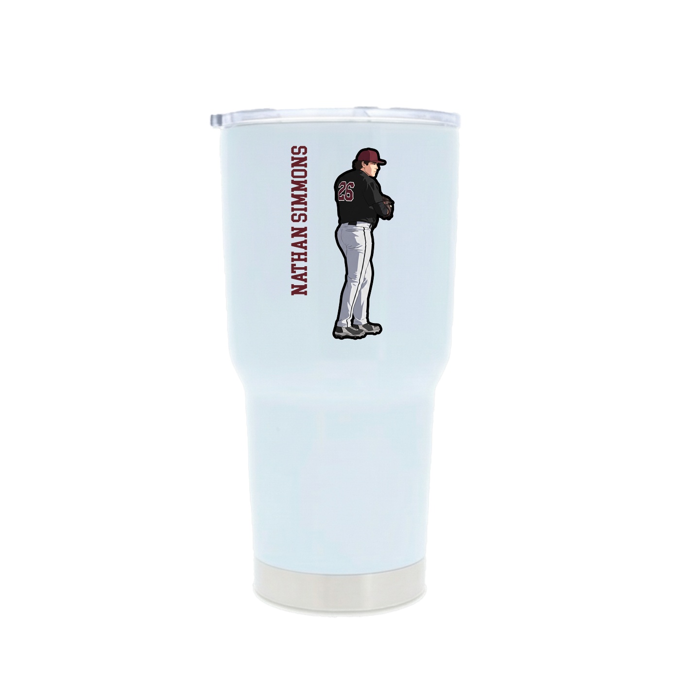 30oz Stainless Steel Tumbler — Name Vertical in White