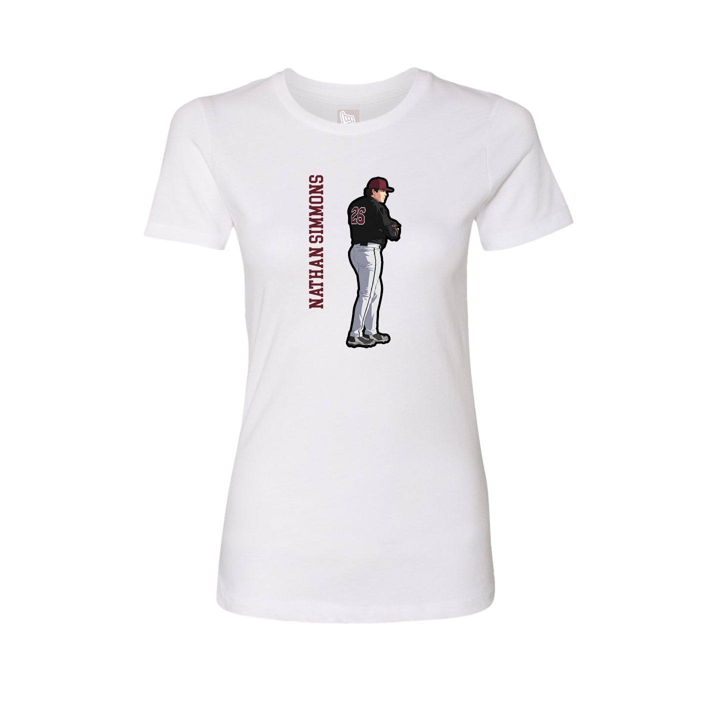 Fitted Women's Tee — Name Vertical in White