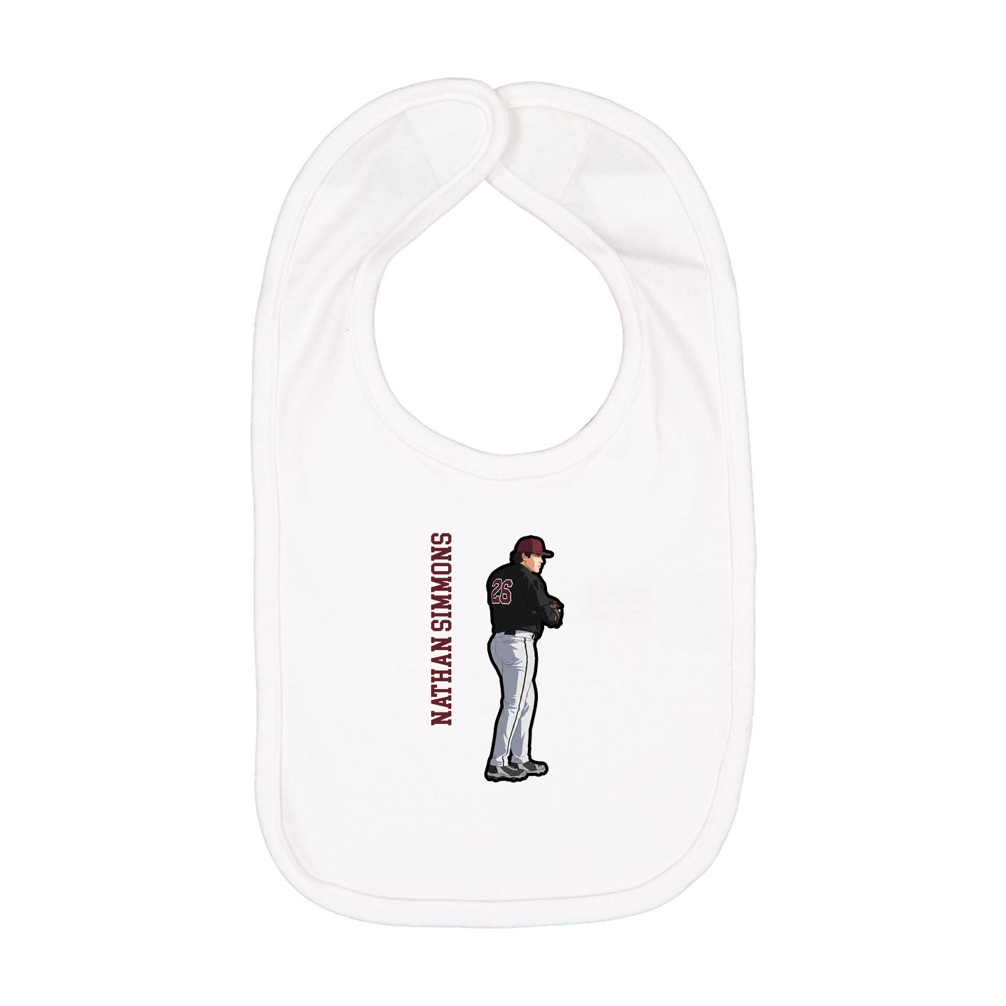 Infant Bib — Name Vertical in White