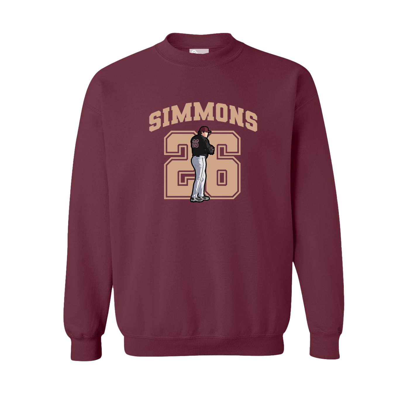 Fleece Crew — Number in Maroon