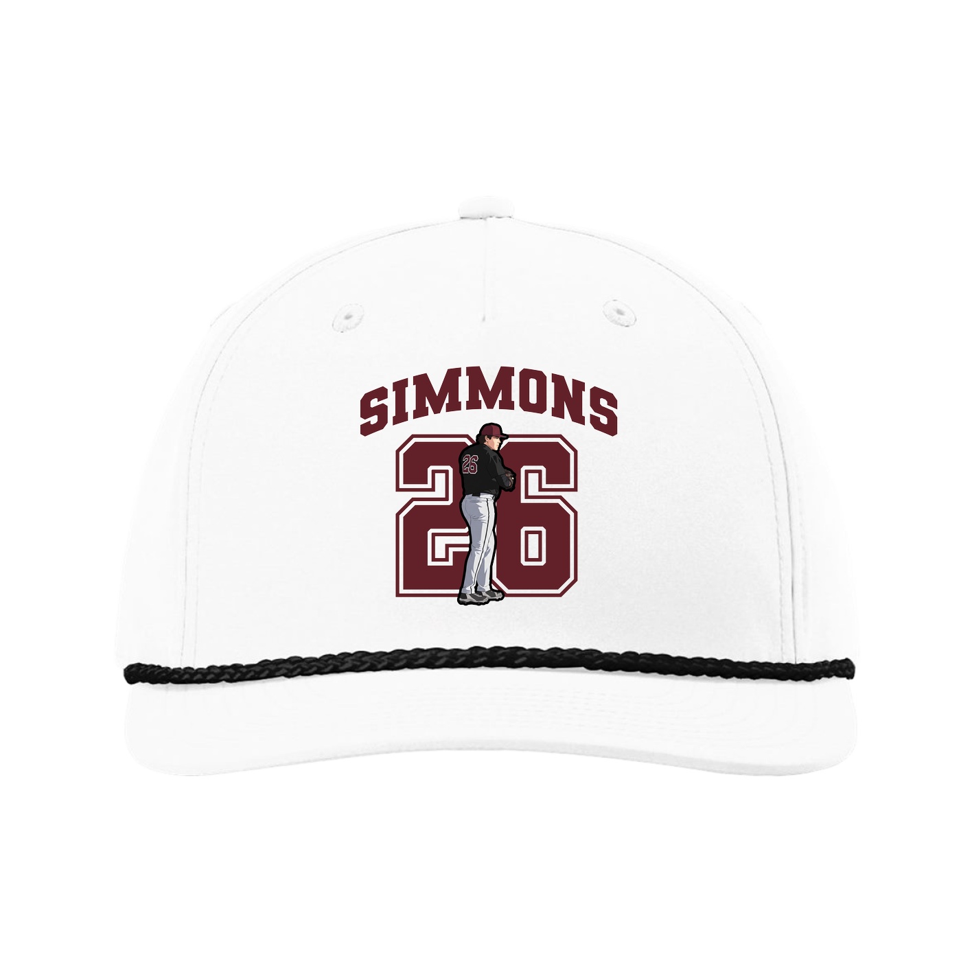 Five-Panel Classic Rope Cap — Number in White