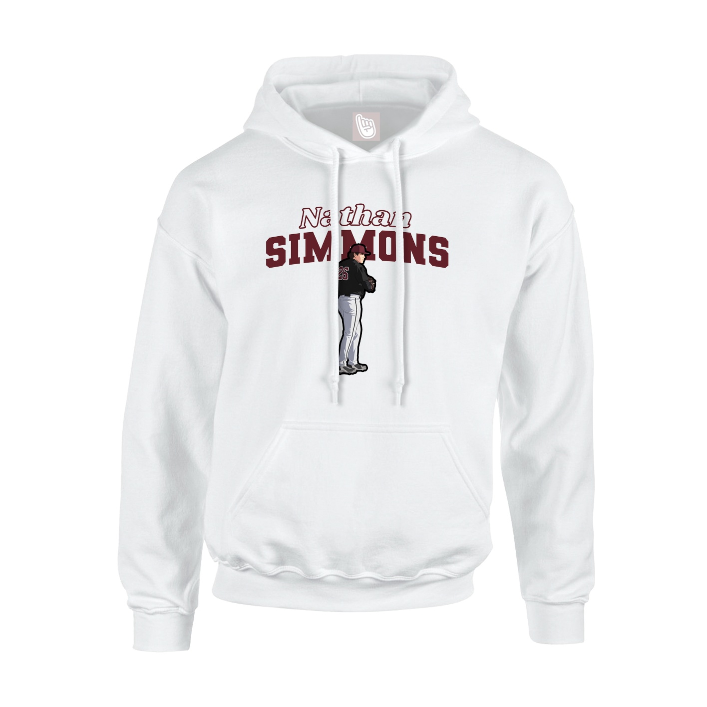Youth Hoodie — Name Arch in White