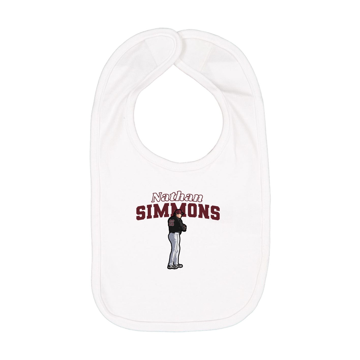 Infant Bib — Name Arch in White