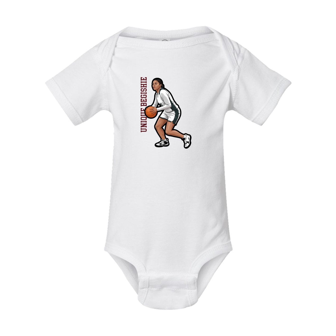 Baby Onesie — Name Vertical in White