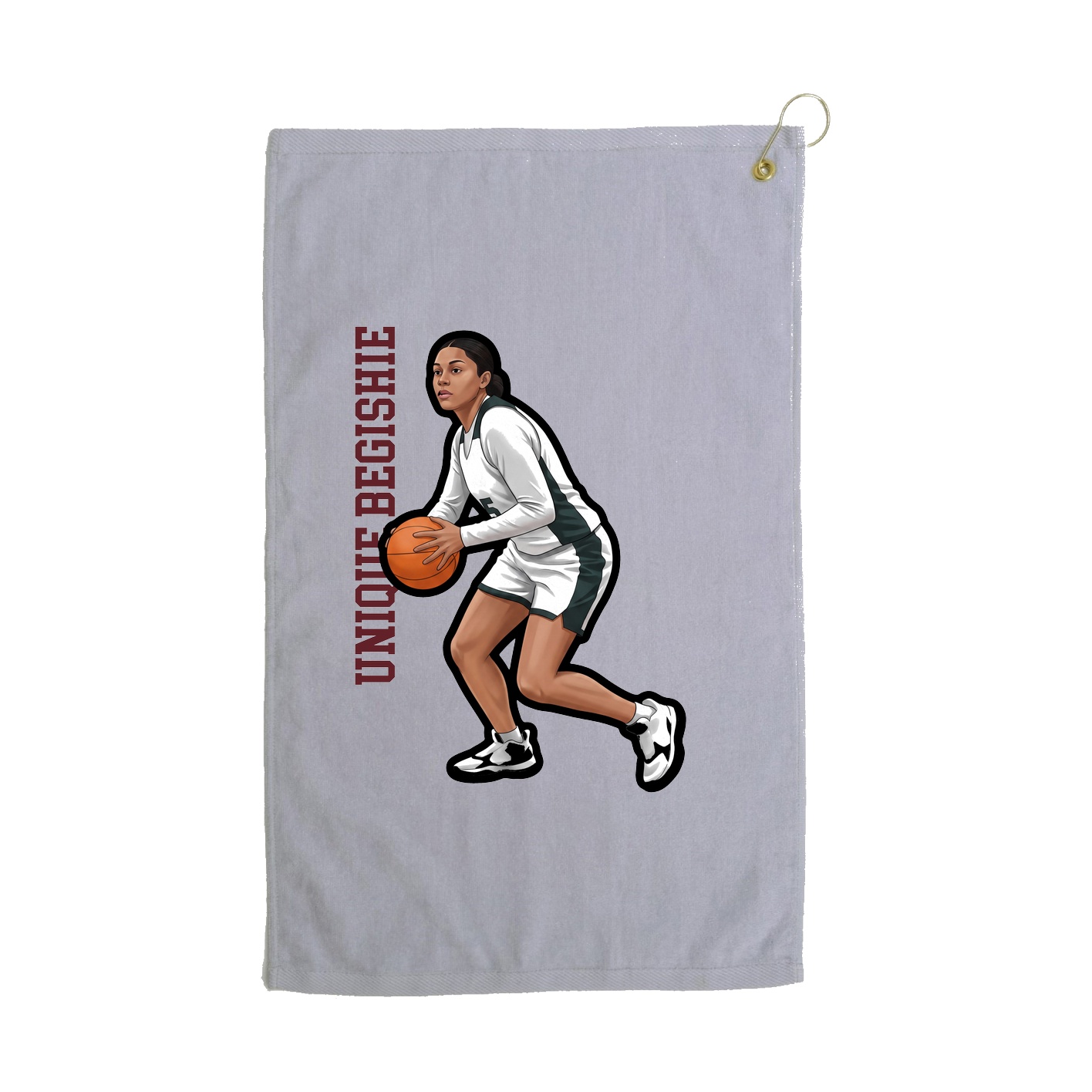 Golf Towel — Name Vertical in Grey