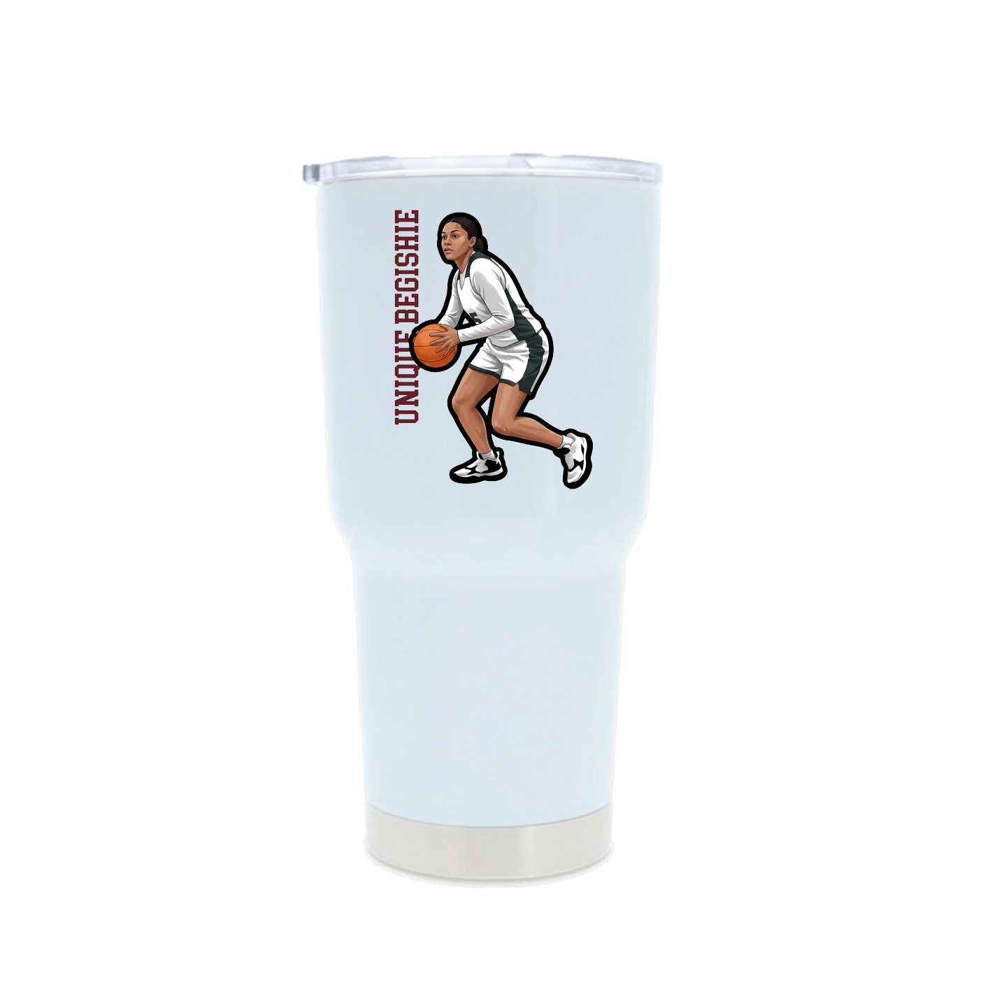 30oz Stainless Steel Tumbler — Name Vertical in White