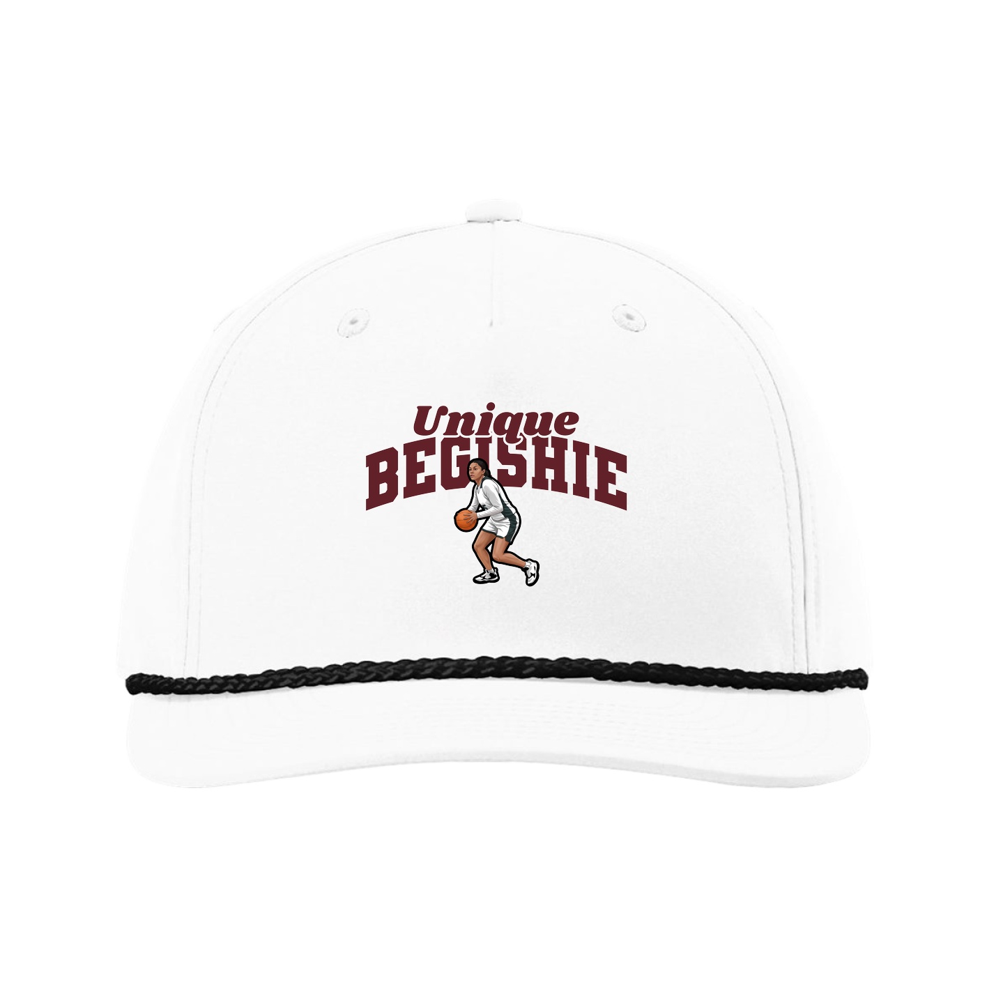 Five-Panel Classic Rope Cap — Signature Arch in White