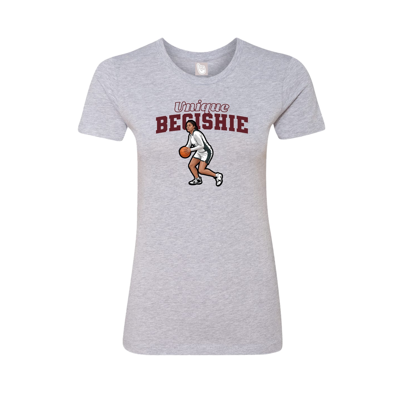 Fitted Women's Tee — Name Arch in Grey