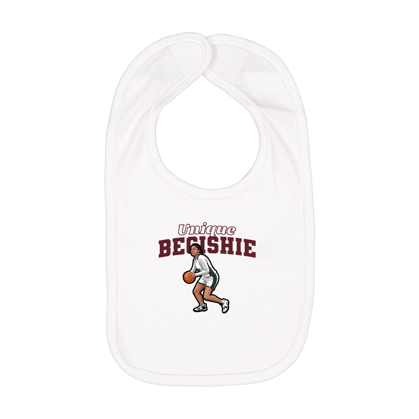 Infant Bib — Name Arch in White
