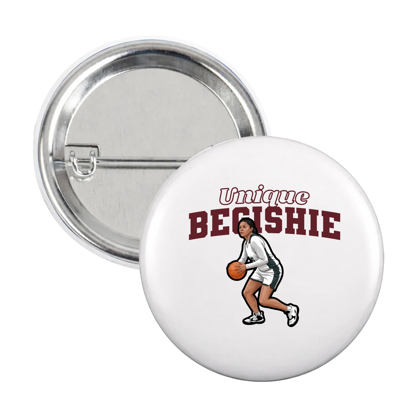 Game Day Button — Name Arch in White
