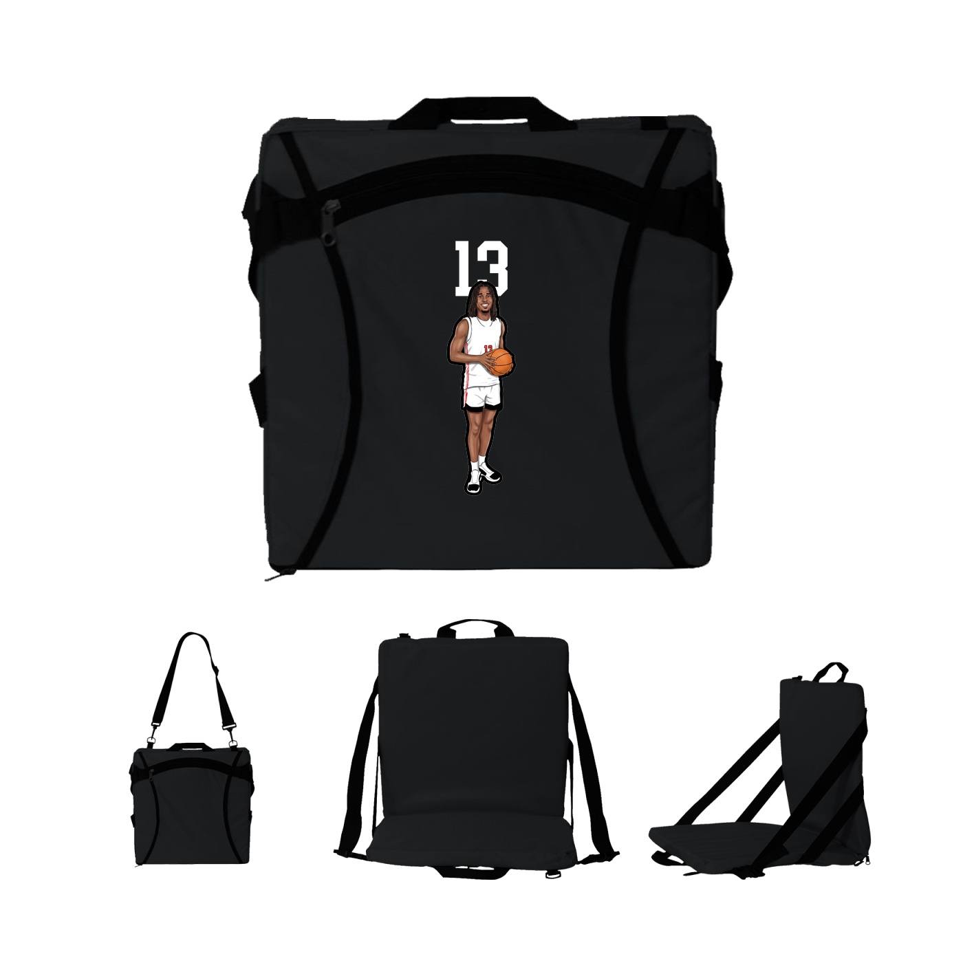 Folding Stadium Seat — Number Top in Black