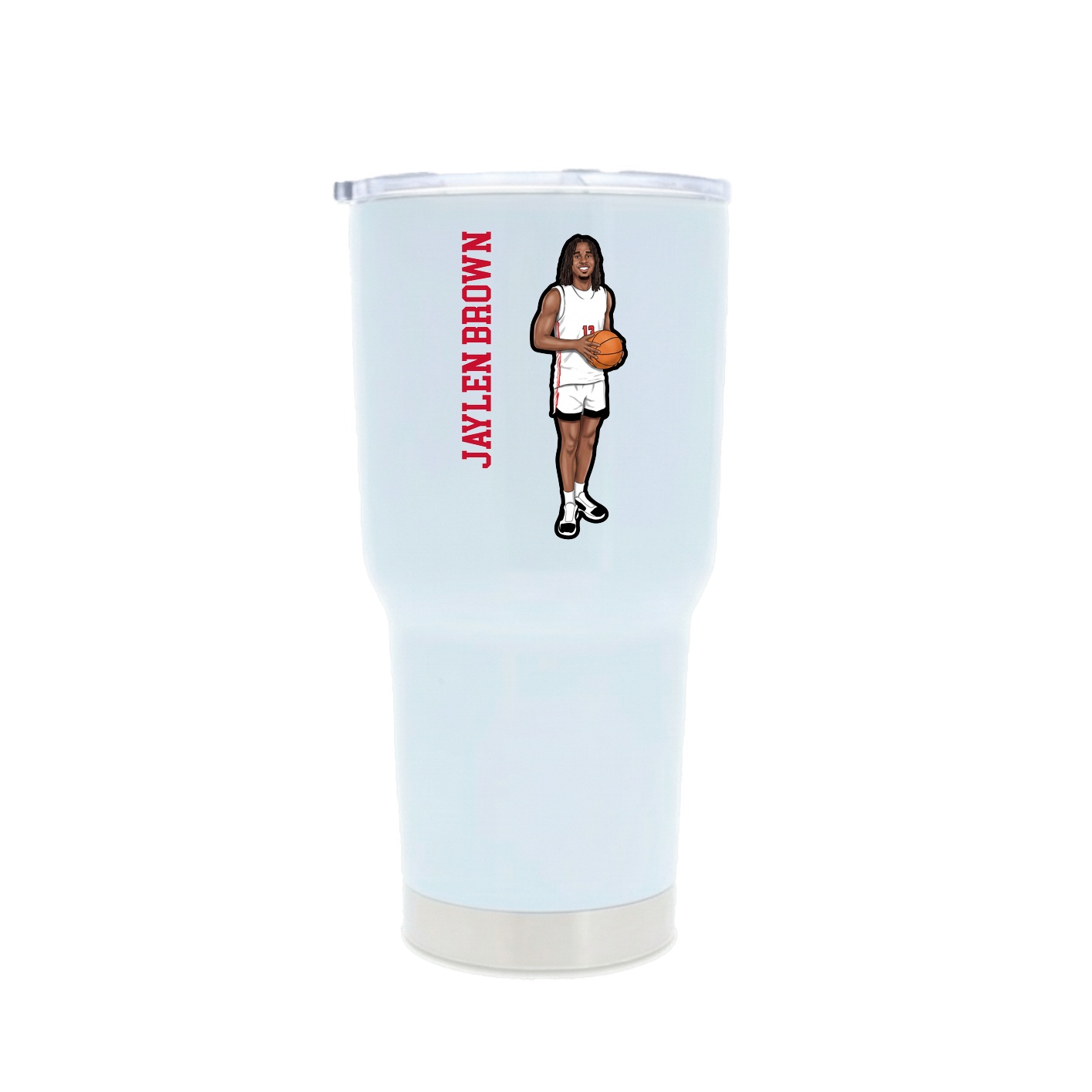 30oz Stainless Steel Tumbler — Name Vertical in White