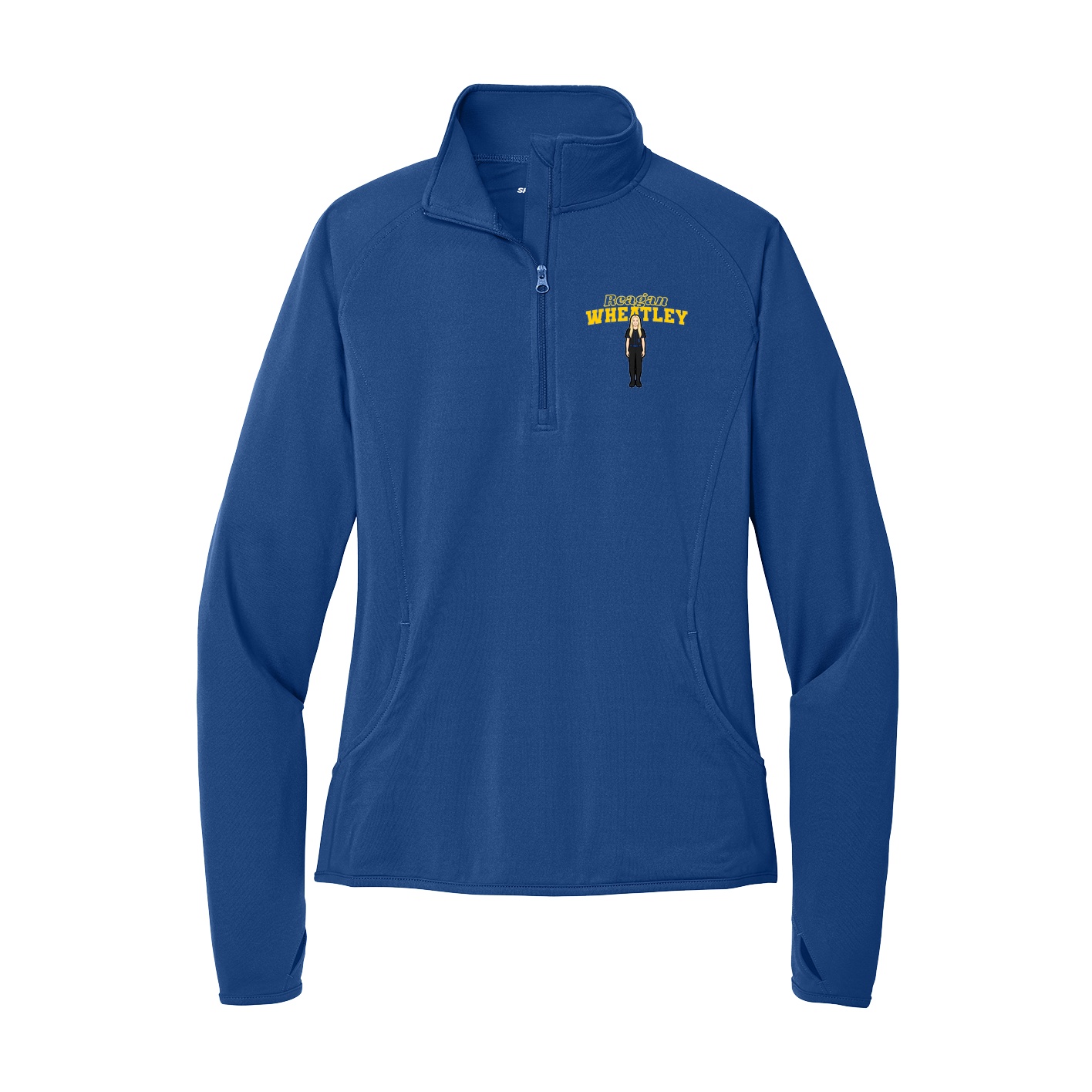 Women's Q-Zip Pullover — Name Arch in Royal