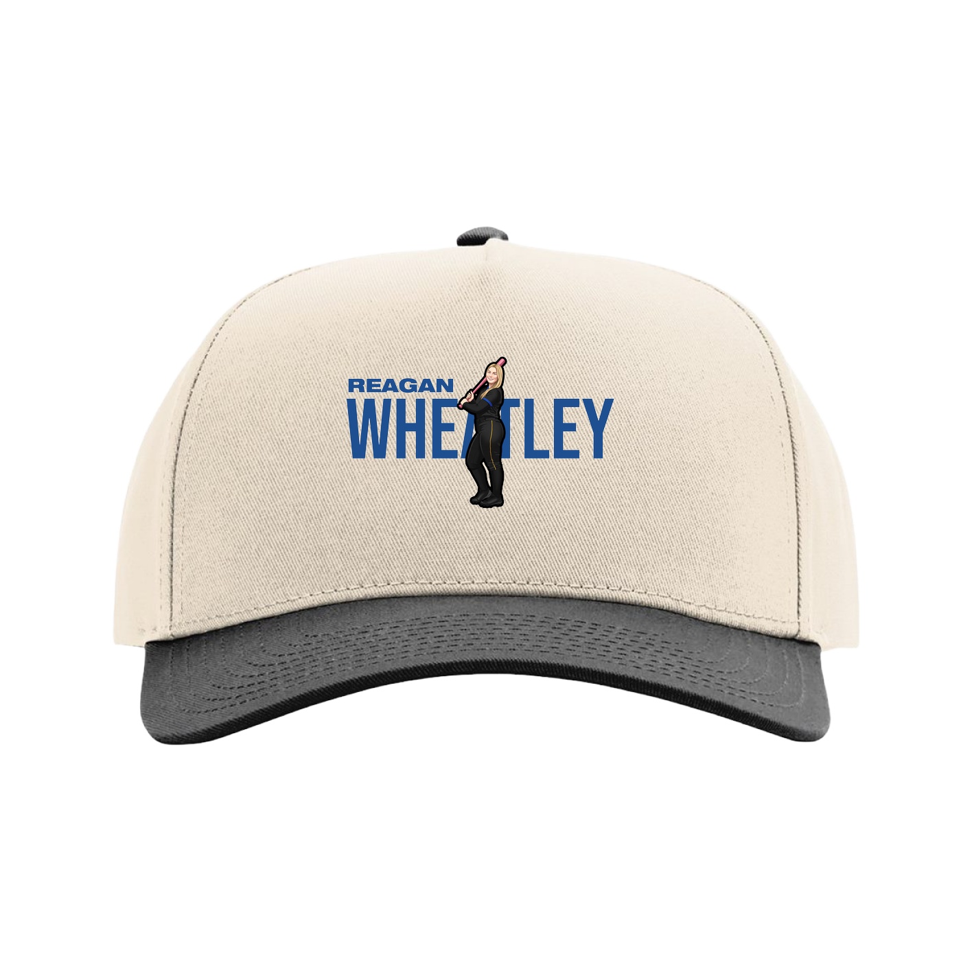 Full Fabric Five-Panel Champ Cap — Player Name in Cream/Black