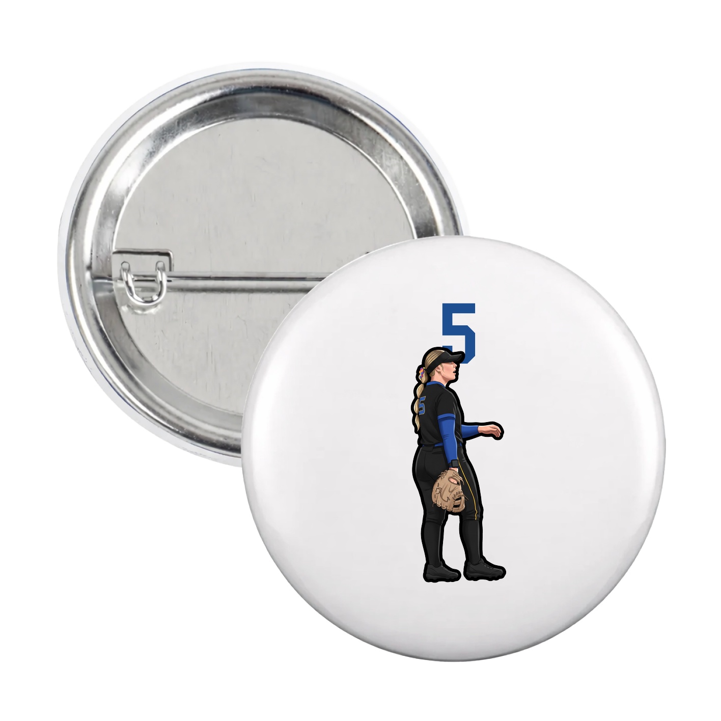 Game Day Button — Number Top in White