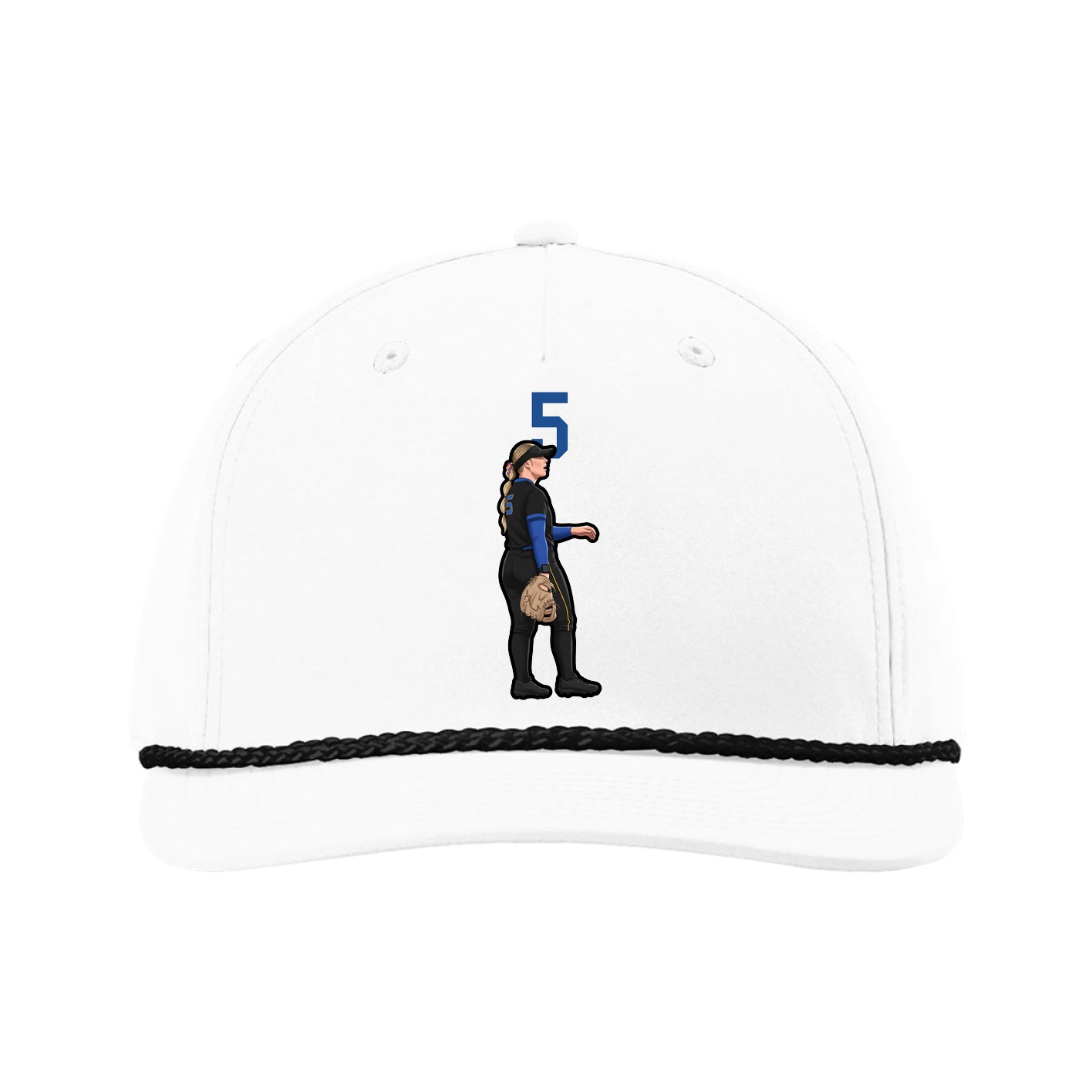 Five-Panel Classic Rope Cap — Number Top in White
