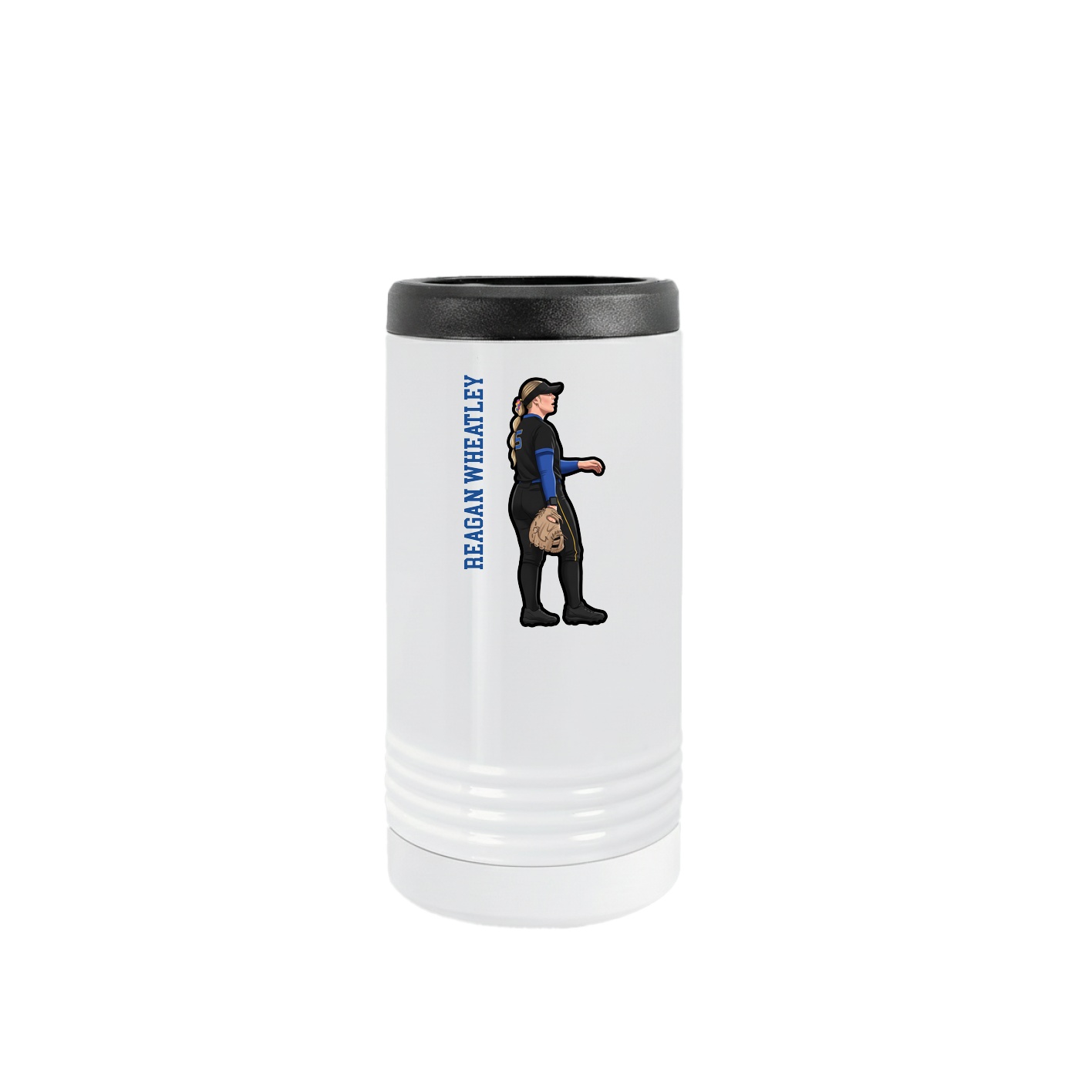 Slim Beverage Holder — Name Vertical in White
