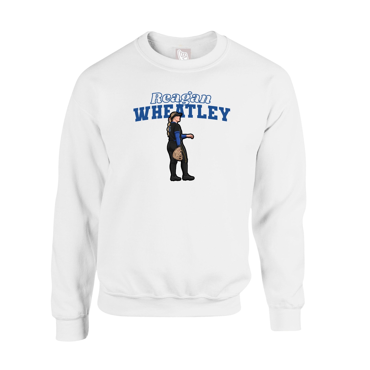 Fleece Crew — Name Arch in White