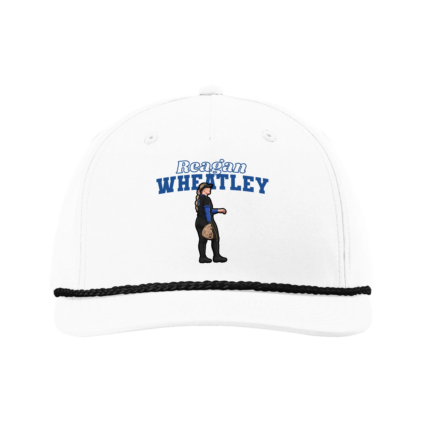 Five-Panel Classic Rope Cap — Name Arch in White